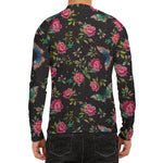 Butterfly And Flower Pattern Print Men's Long Sleeve Rash Guard