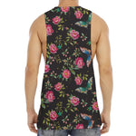 Butterfly And Flower Pattern Print Men's Muscle Tank Top