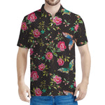 Butterfly And Flower Pattern Print Men's Polo Shirt