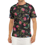Butterfly And Flower Pattern Print Men's Short Sleeve Rash Guard