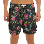 Butterfly And Flower Pattern Print Men's Split Running Shorts