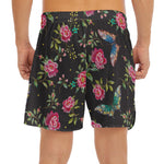 Butterfly And Flower Pattern Print Men's Split Running Shorts