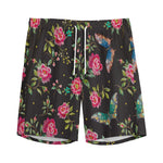 Butterfly And Flower Pattern Print Men's Sports Shorts