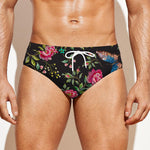 Butterfly And Flower Pattern Print Men's Swim Briefs