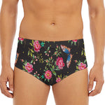 Butterfly And Flower Pattern Print Men's Triangle Swim Briefs