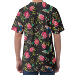 Butterfly And Flower Pattern Print Men's Velvet T-Shirt