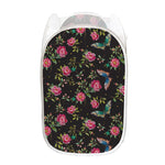 Butterfly And Flower Pattern Print Mesh Laundry Hamper
