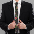 Butterfly And Flower Pattern Print Necktie