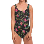 Butterfly And Flower Pattern Print One Piece Swimsuit