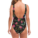 Butterfly And Flower Pattern Print One Piece Swimsuit