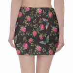 Butterfly And Flower Pattern Print Pencil Mini Skirt