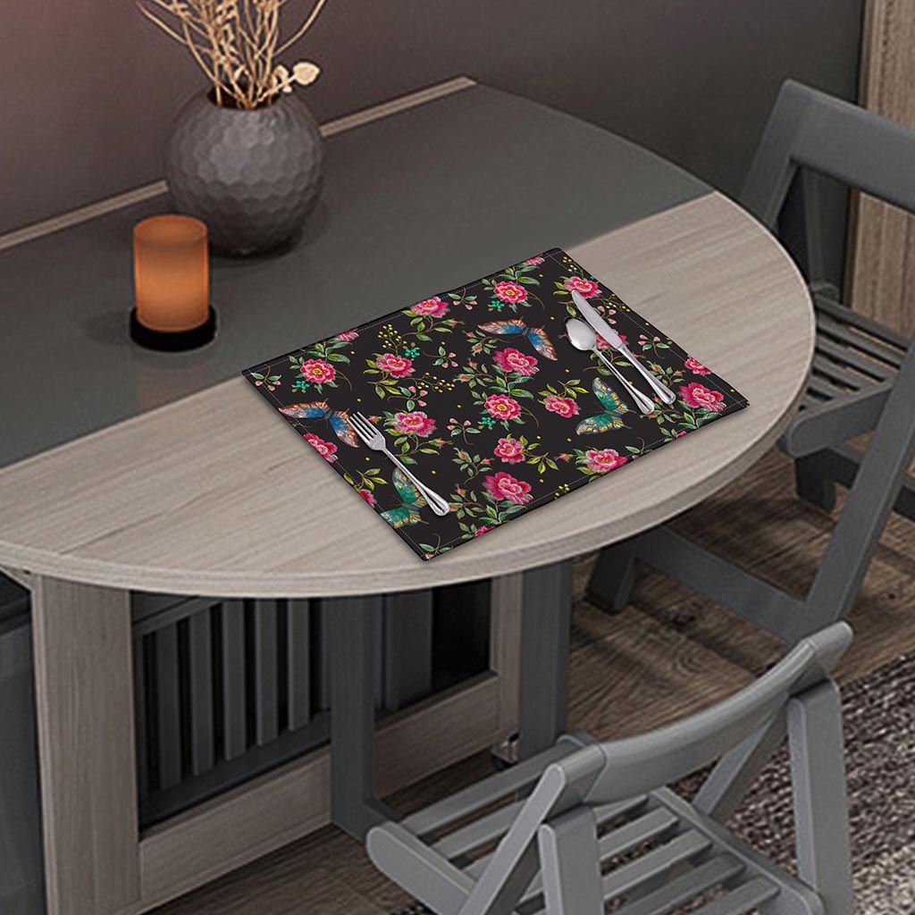 Butterfly And Flower Pattern Print Placemat