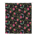 Butterfly And Flower Pattern Print Polyester Shower Curtain