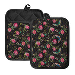 Butterfly And Flower Pattern Print Pot Holders With Pocket