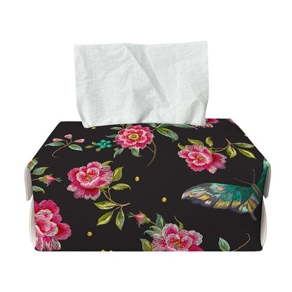 Butterfly And Flower Pattern Print Rectangle Tissue Box Cover