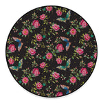 Butterfly And Flower Pattern Print Round Floor Mat