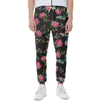 Butterfly And Flower Pattern Print Scuba Joggers