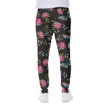 Butterfly And Flower Pattern Print Scuba Joggers