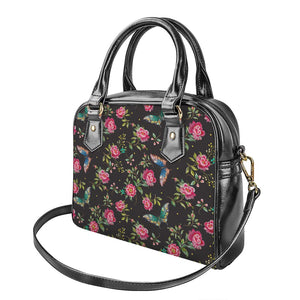 Butterfly And Flower Pattern Print Shoulder Handbag