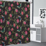 Butterfly And Flower Pattern Print Shower Curtain