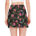 Butterfly And Flower Pattern Print Side Slit Mini Skirt