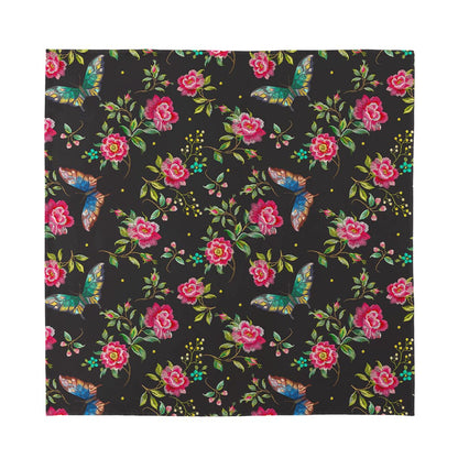 Butterfly And Flower Pattern Print Silk Bandana