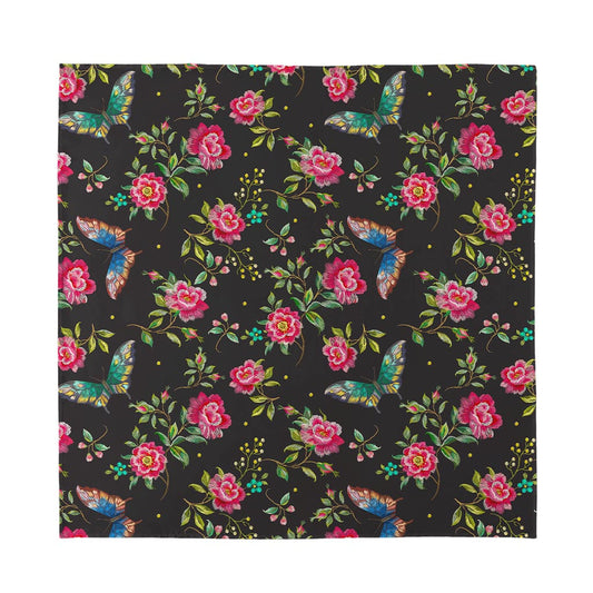 Butterfly And Flower Pattern Print Silk Bandana