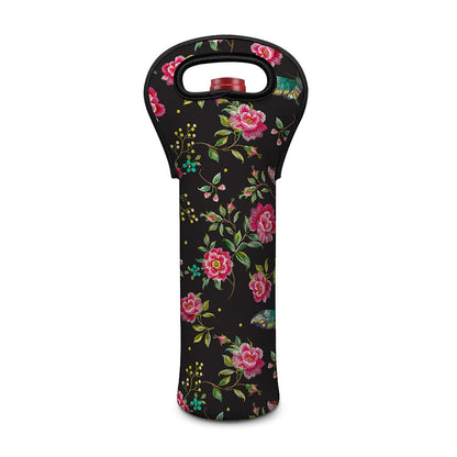 Butterfly And Flower Pattern Print Single Neoprene Wine Tote
