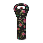 Butterfly And Flower Pattern Print Single Neoprene Wine Tote