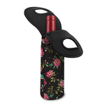 Butterfly And Flower Pattern Print Single Neoprene Wine Tote