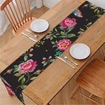 Butterfly And Flower Pattern Print Table Runner