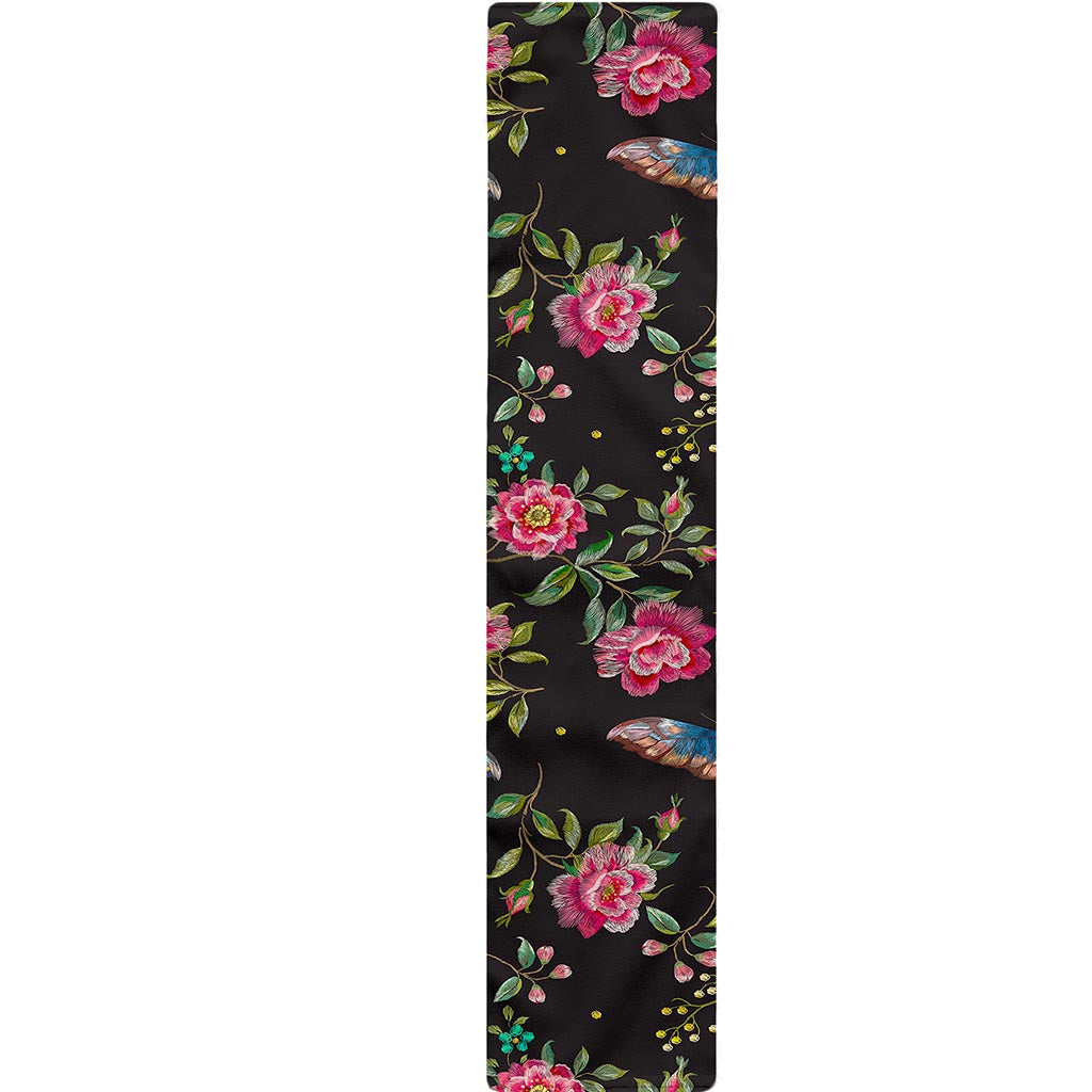 Butterfly And Flower Pattern Print Table Runner