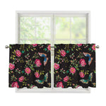 Butterfly And Flower Pattern Print Tier Curtains