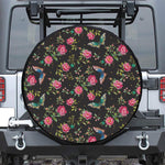 Butterfly And Flower Pattern Print Tire Cover