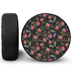 Butterfly And Flower Pattern Print Tire Cover