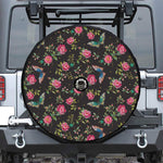 Butterfly And Flower Pattern Print Tire Cover With Camera Hole