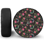 Butterfly And Flower Pattern Print Tire Cover With Camera Hole