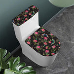 Butterfly And Flower Pattern Print Toilet Lid And Tank Cover Set