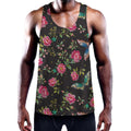 Butterfly And Flower Pattern Print Men's Workout Tank Top