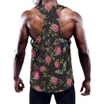 Butterfly And Flower Pattern Print Training Tank Top