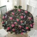 Butterfly And Flower Pattern Print Waterproof Round Tablecloth