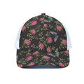 Butterfly And Flower Pattern Print White Mesh Trucker Hat
