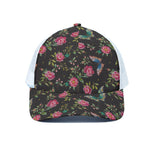 Butterfly And Flower Pattern Print White Mesh Trucker Cap