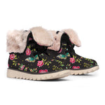 Butterfly And Flower Pattern Print Winter Boots