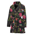 Butterfly And Flower Pattern Print Women's Bathrobe