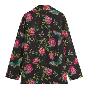 Butterfly And Flower Pattern Print Women's Blazer