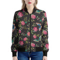 Butterfly And Flower Pattern Print Women's Bomber Jacket