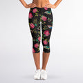 Butterfly And Flower Pattern Print Women's Capri Leggings