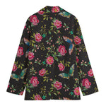 Butterfly And Flower Pattern Print Women's Cotton Blazer