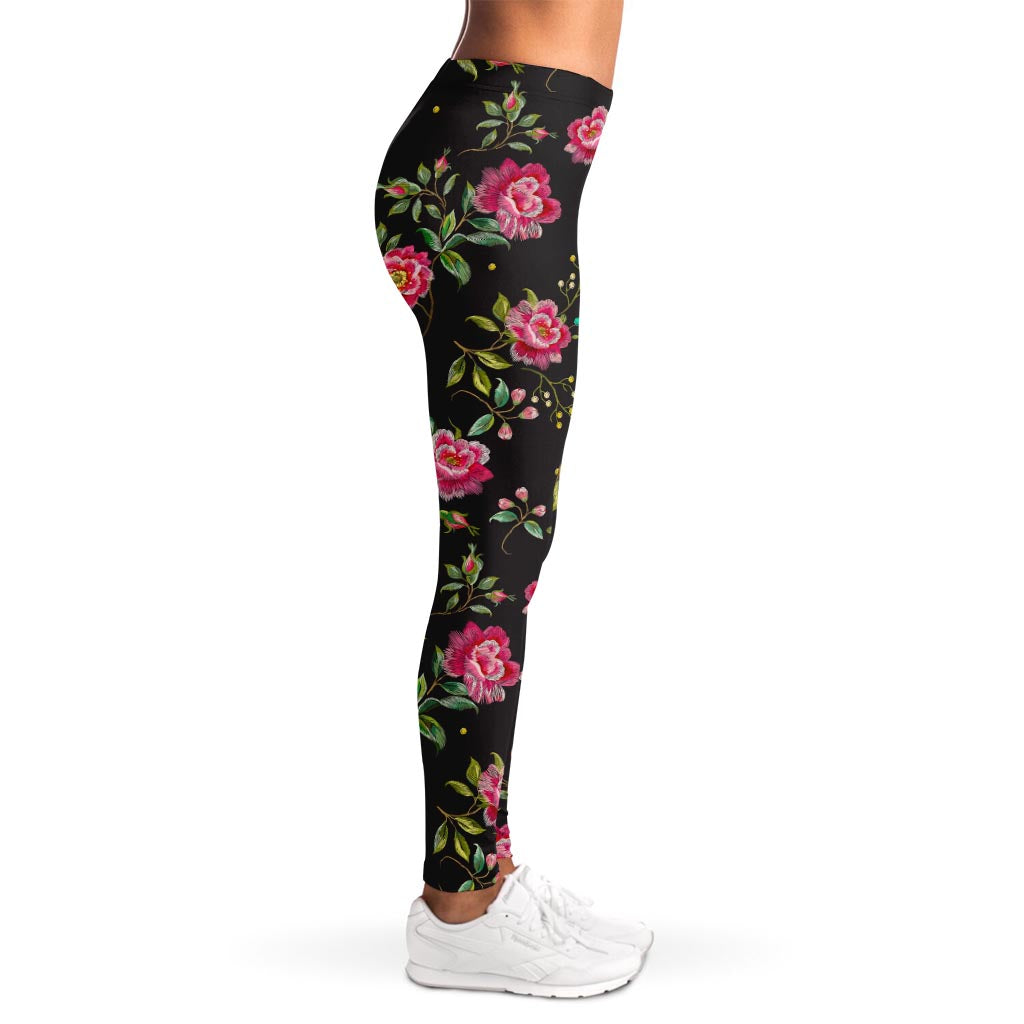 Butterfly And Flower Pattern Print Women's Leggings